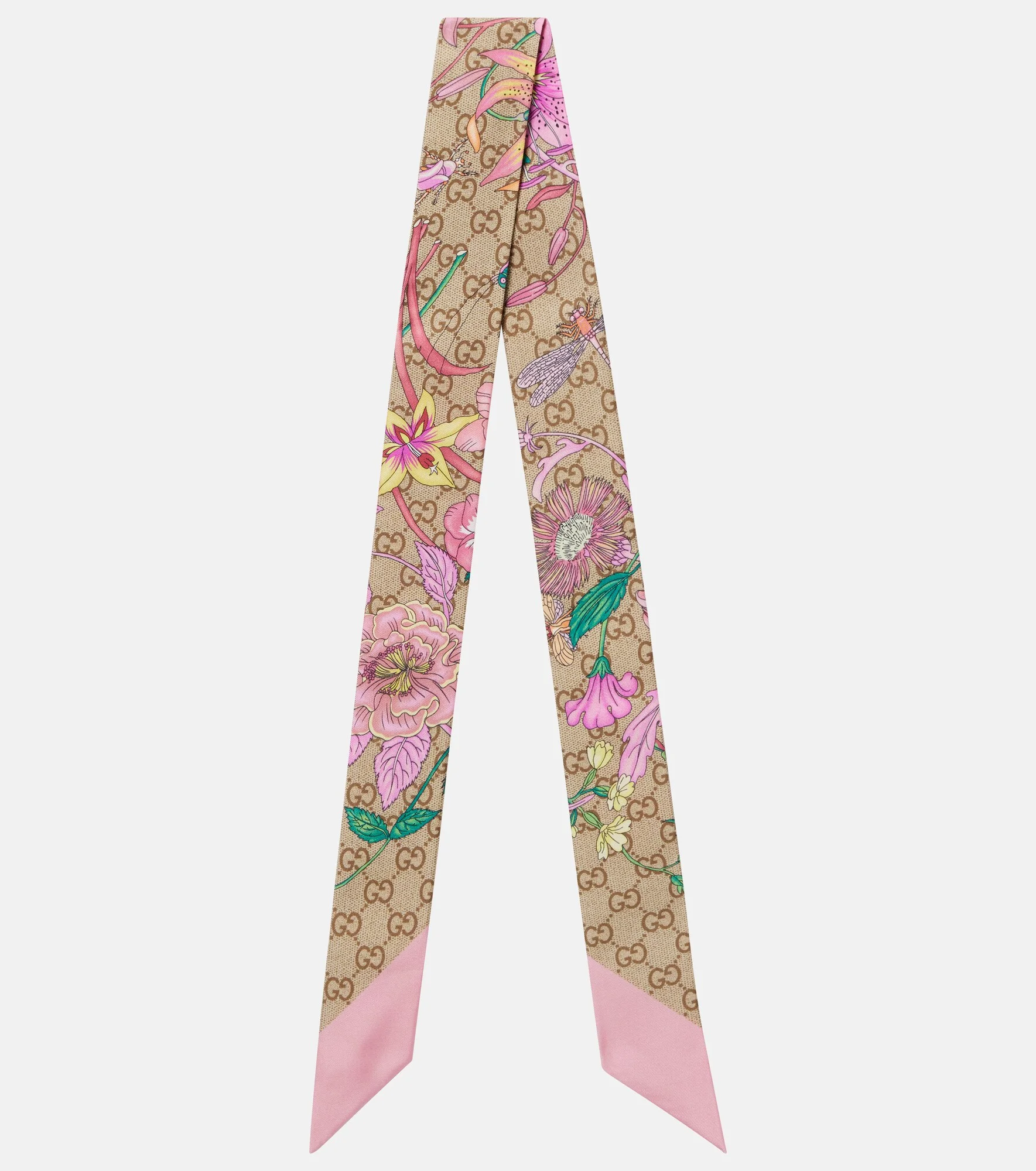 GG floral silk twill scarf - 1