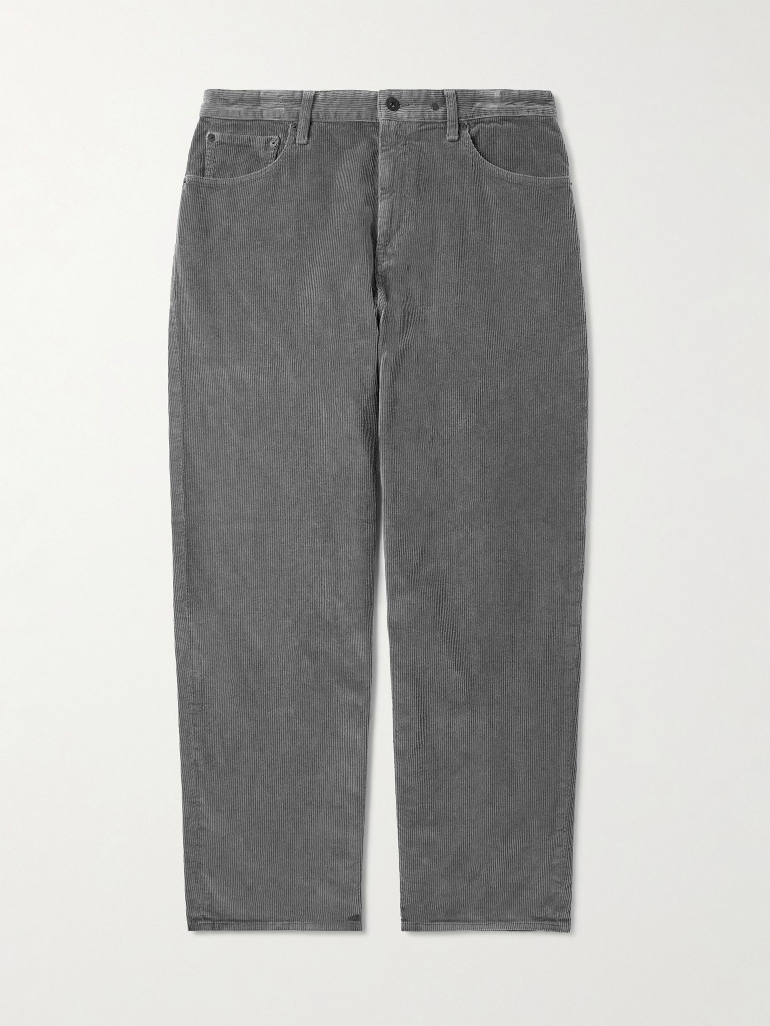 Wide-Leg Cotton-Blend Corduroy Trousers Gray - 1