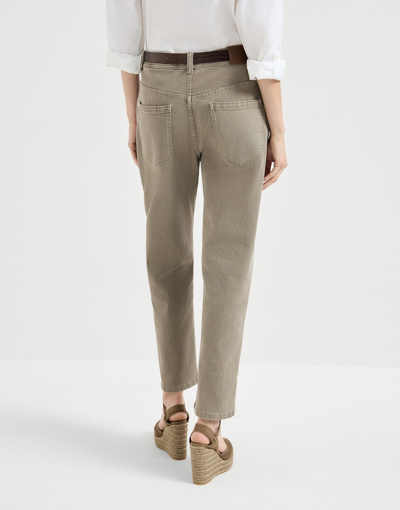 Brunello Cucinelli Dyed comfort denim baggy tapered trousers outlook