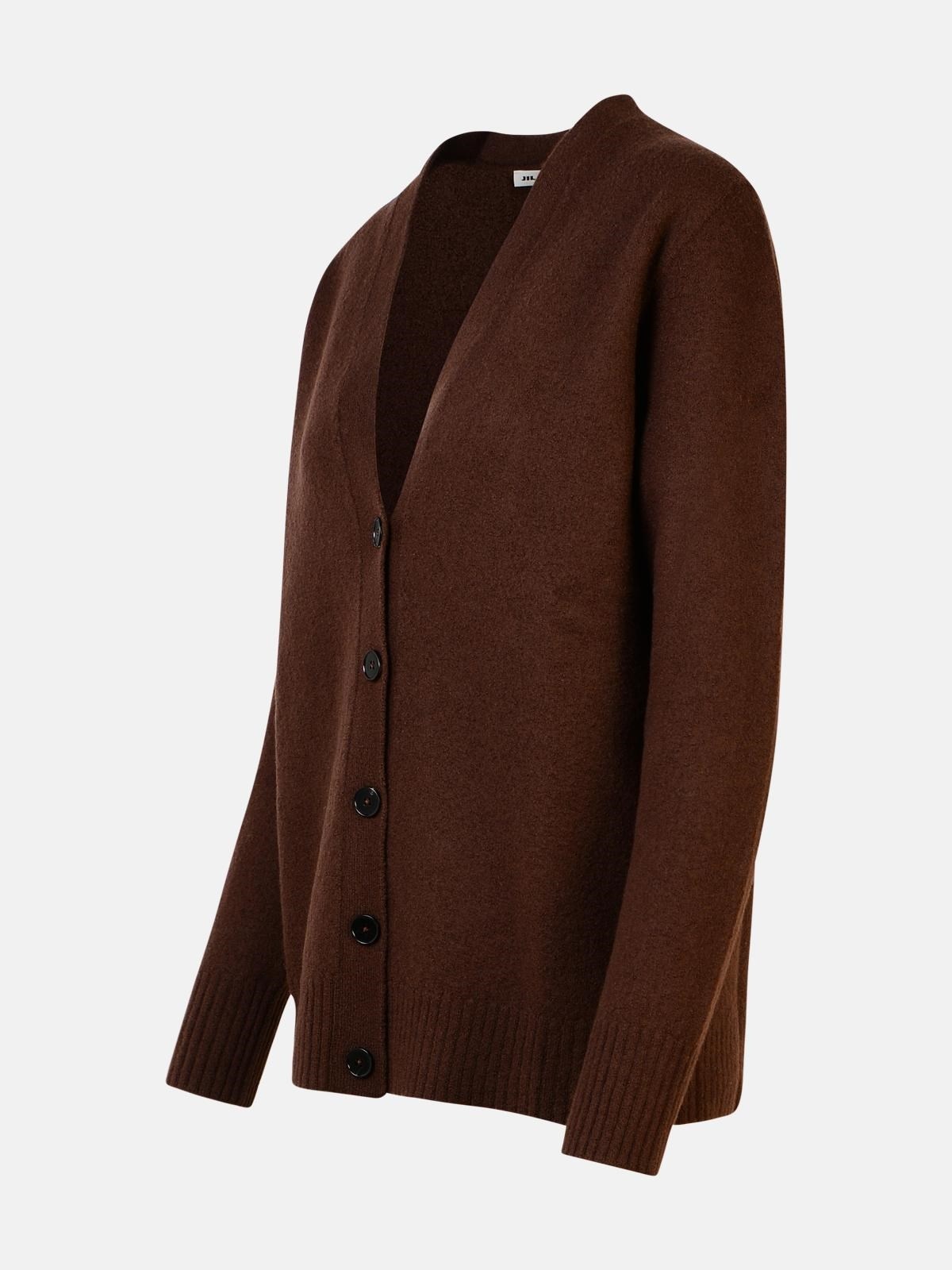 BROWN WOOL CARDIGAN - 2