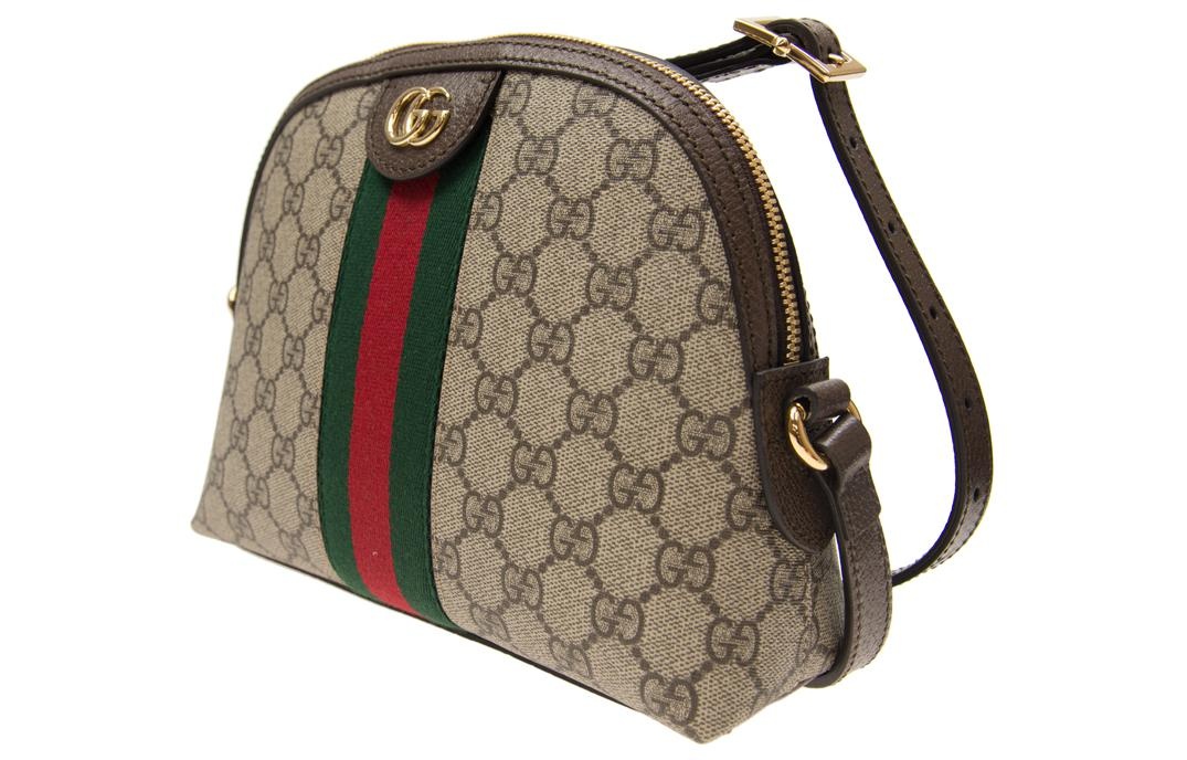 (WMNS) Gucci Ophidia Gold Logo Retro GG Stripe Webbing Canvas Shoulder Messenger Bag Small / Brown 4 - 2
