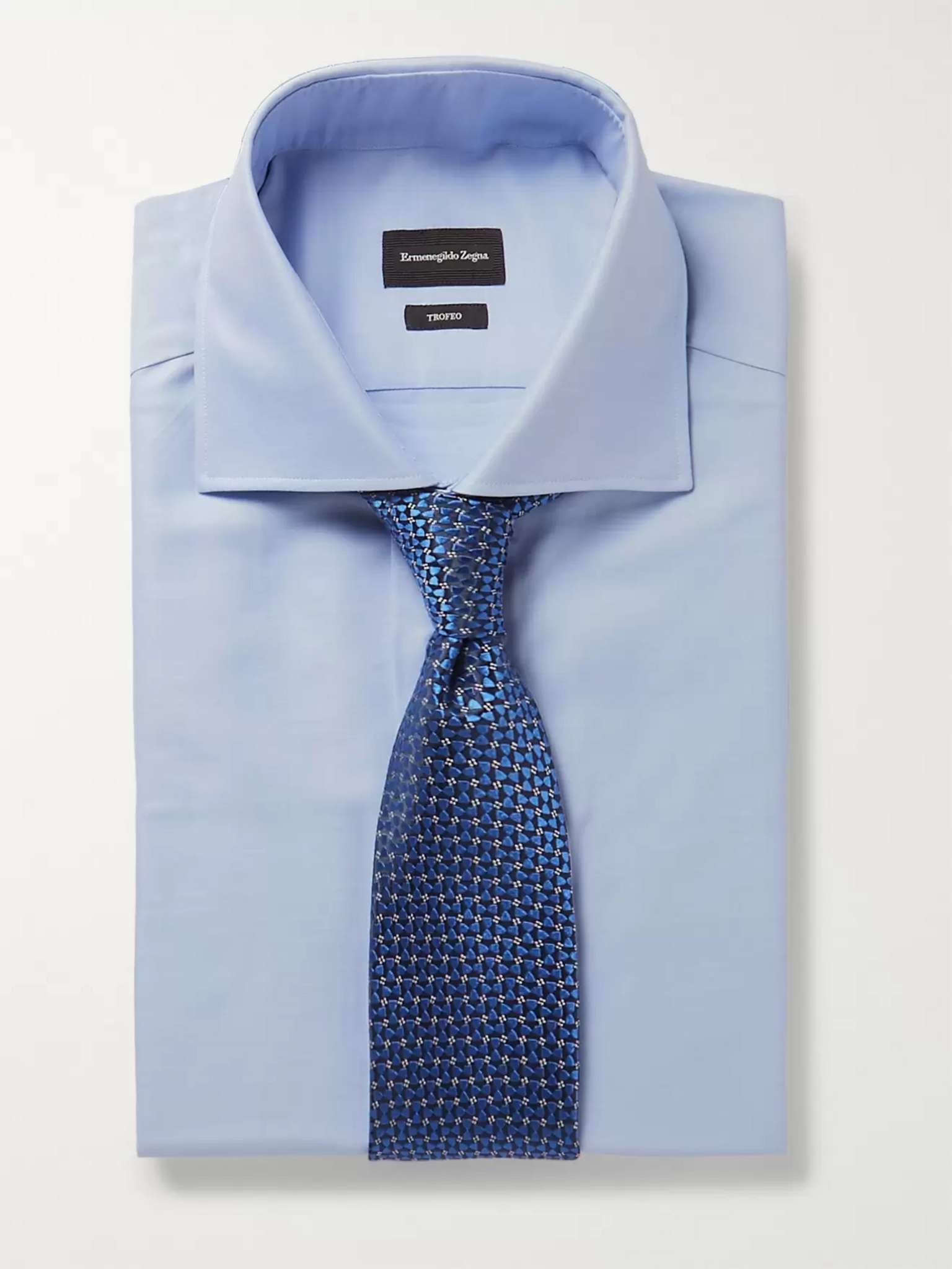 Light-Blue Trofeo Slim-Fit Cutaway-Collar Cotton-Poplin Shirt - 3