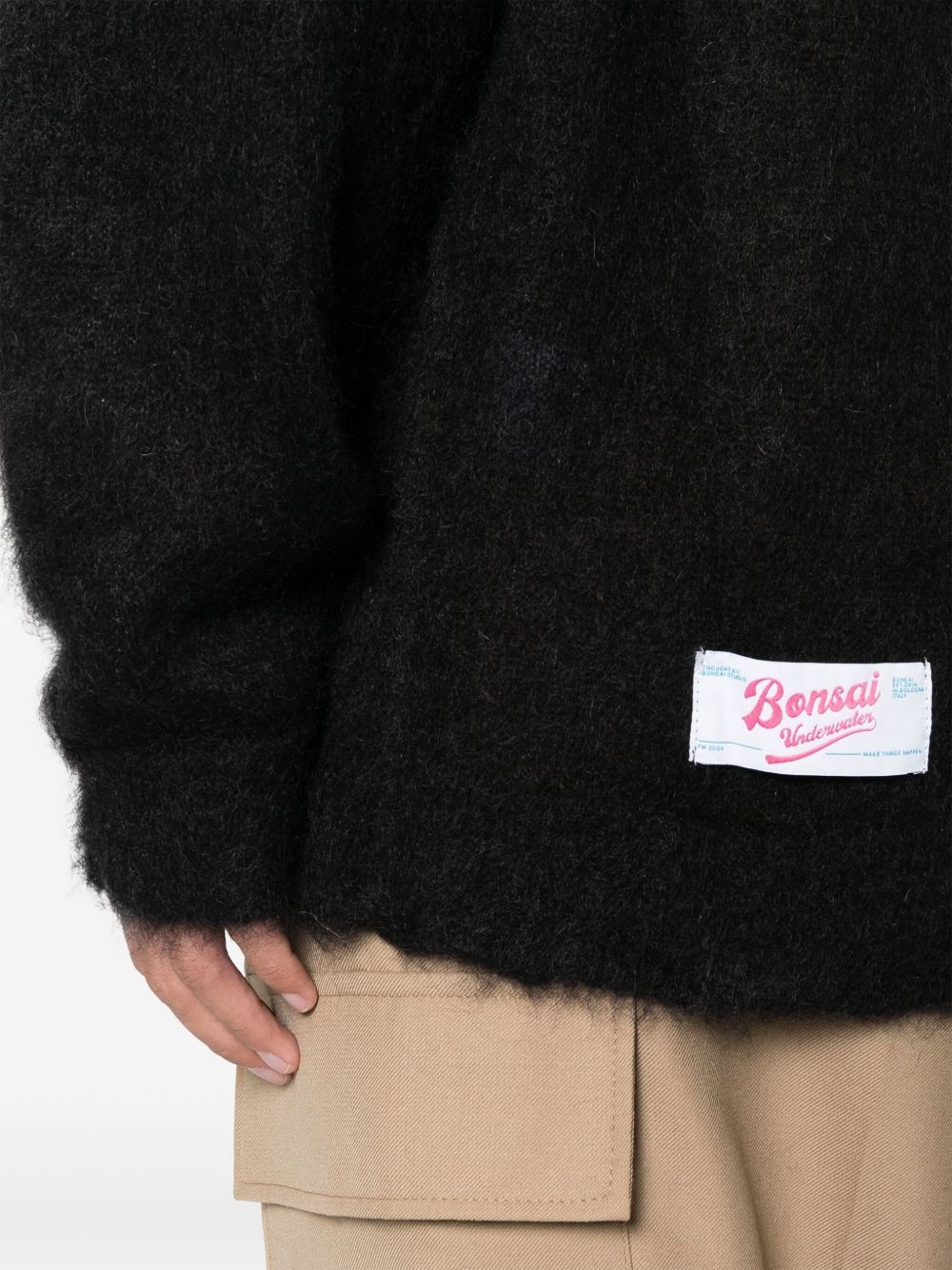 logo-patch buttoned cardigan - 5
