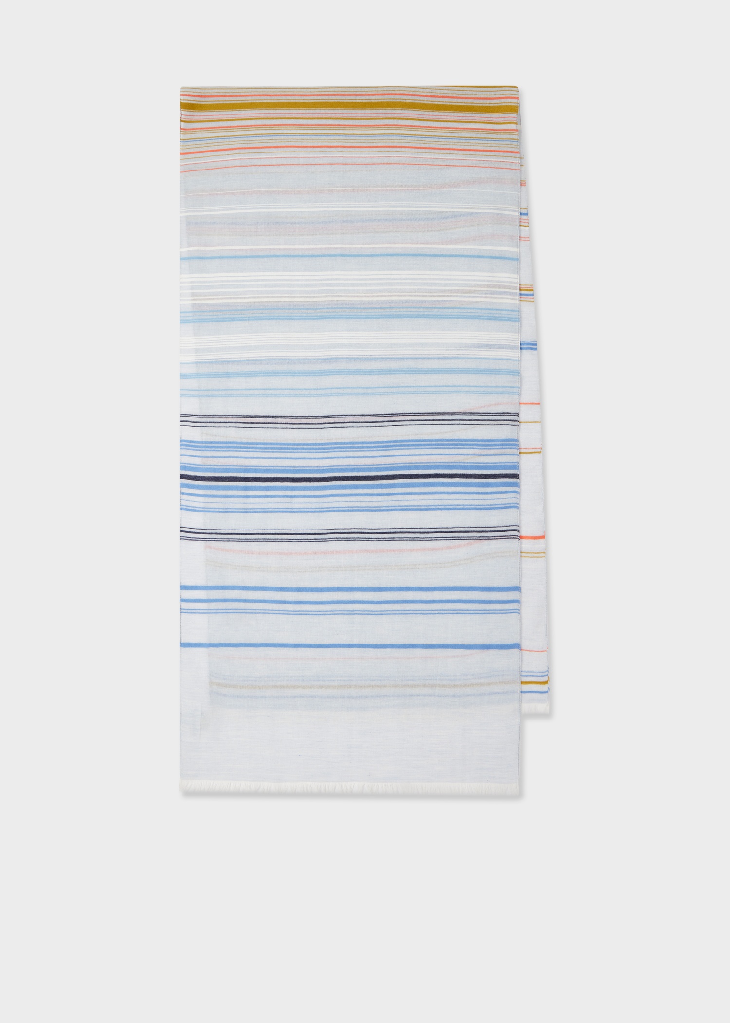 Blue Cotton-Blend Thin Stripe Scarf - 1