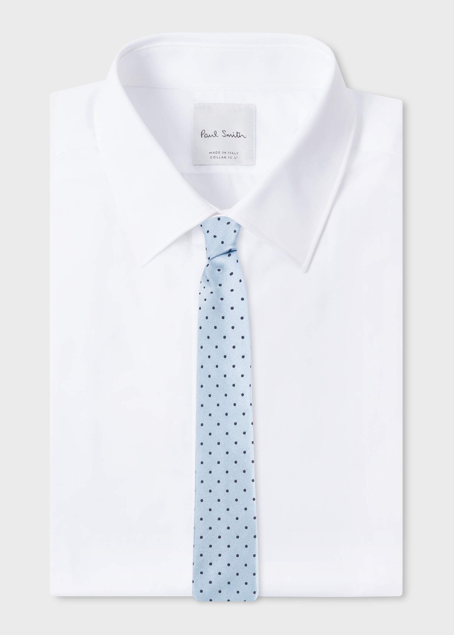 Men's Blue Polka Dot Narrow Silk Tie - 3