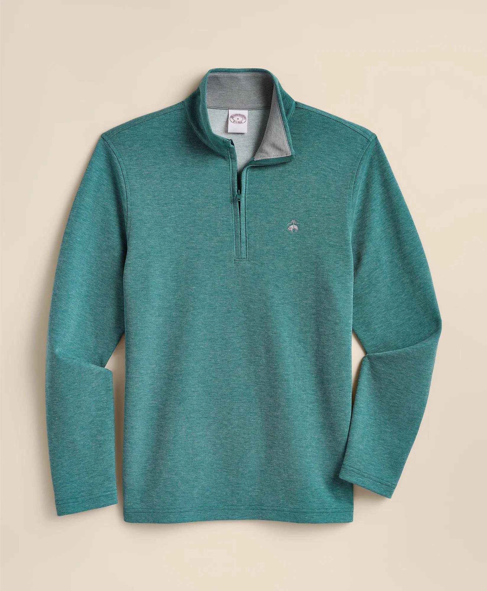 Cotton Blend Pique Quarter-Zip - 1