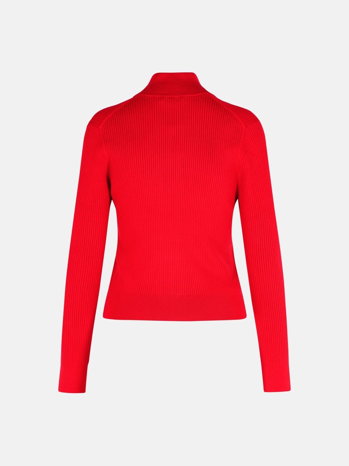 CRIMSON RED COTTON BLEND TURTLENECK SWEATER - 3