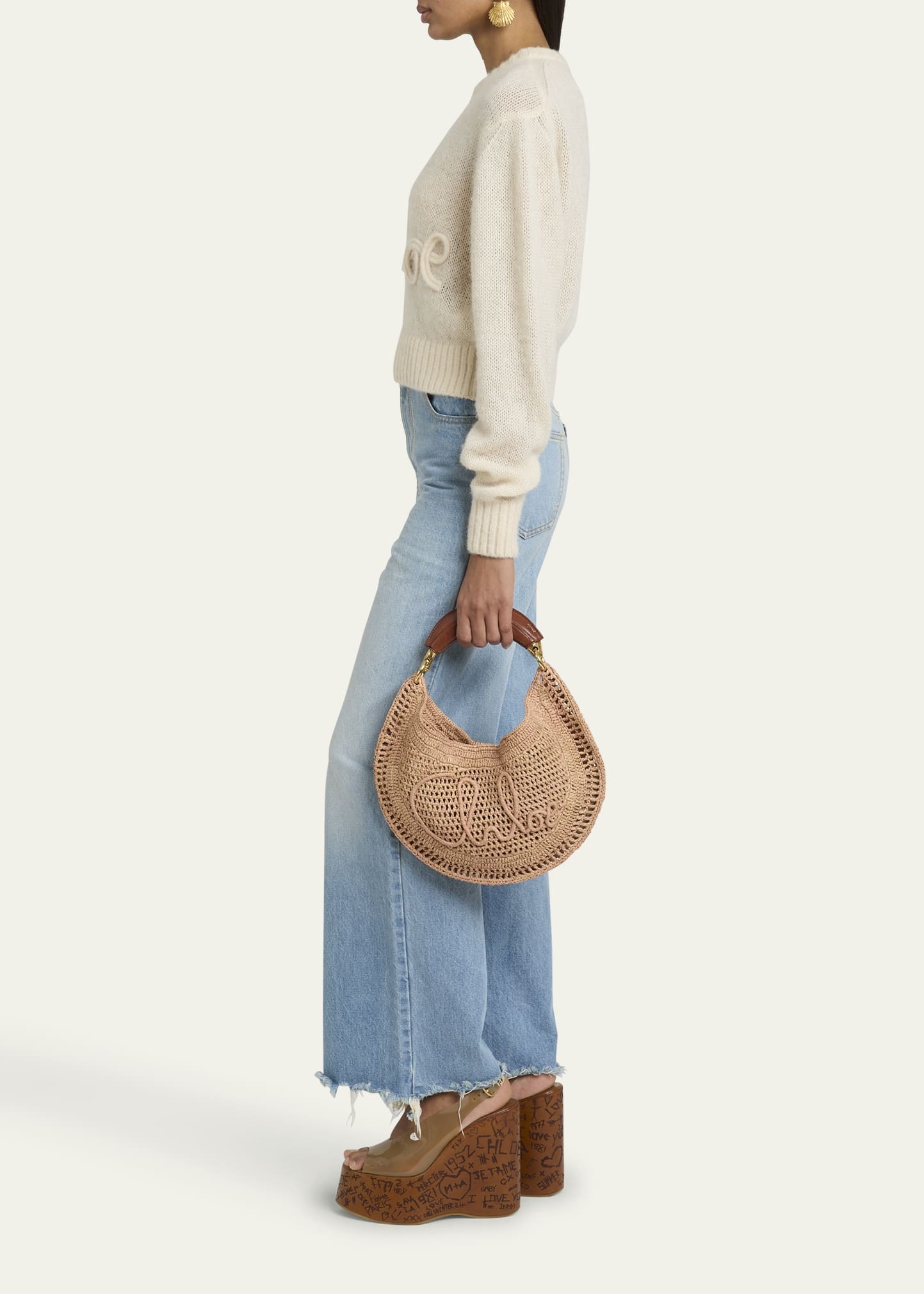 Summer Banana Top-Handle Bag in Crochet Fabric - 6