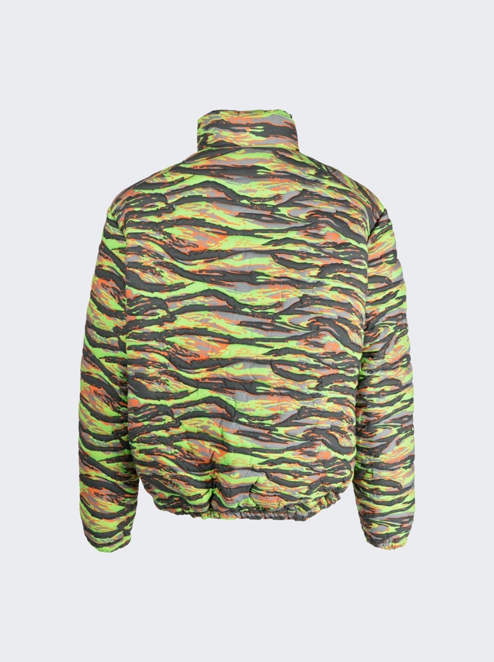 Unisex Printed Quilted Puffer Jacket Green Rave Camouflage - 2