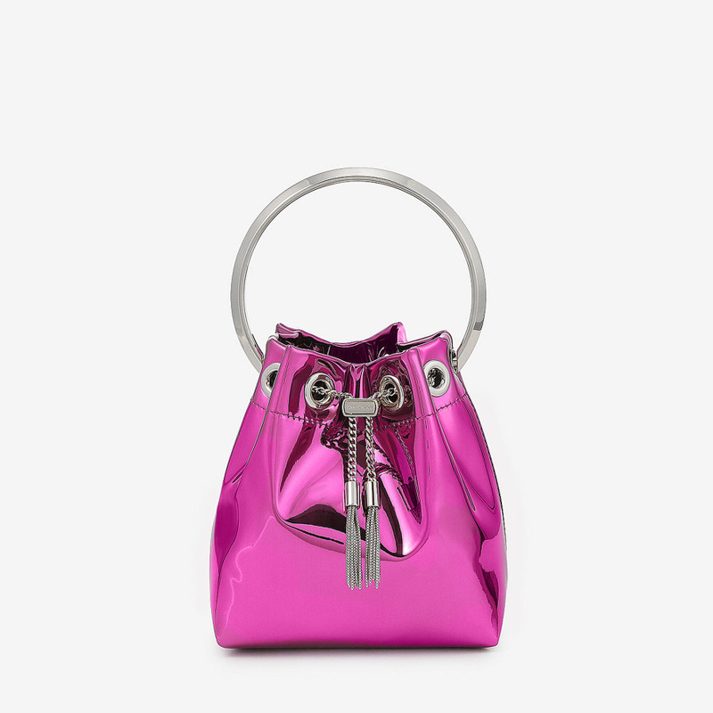 Bon Bon
Pink Mirror Fabric Mini Bag with Metal Handle 1