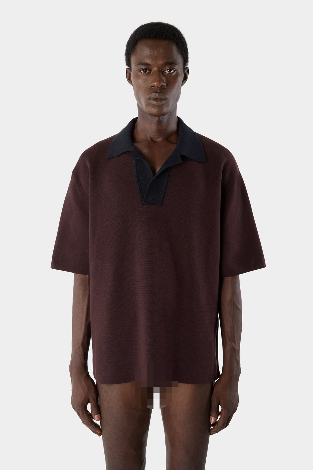 KNITTED POLO / moka brown - 2