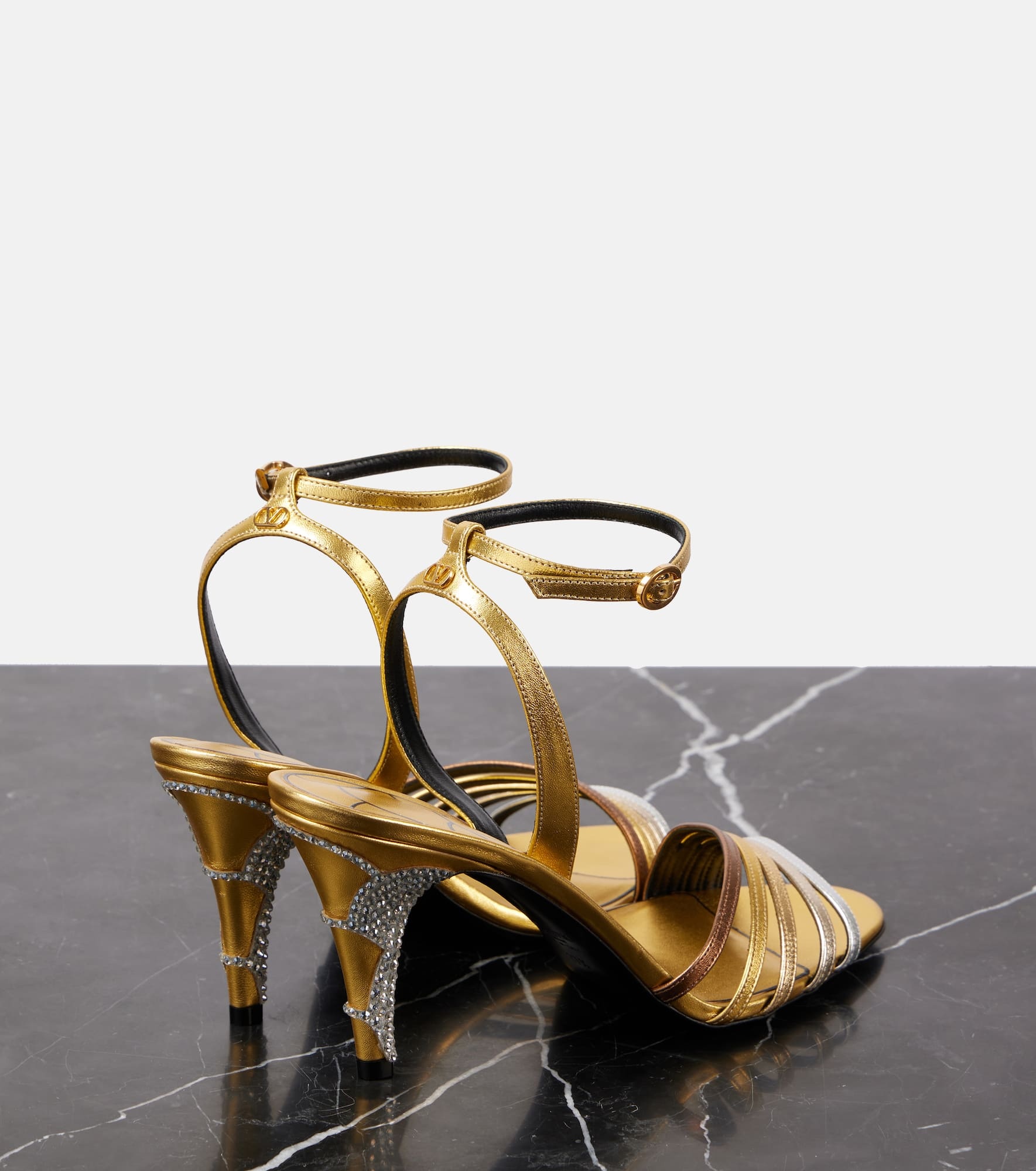 Ladycrush embellished metallic leather sandals - 2