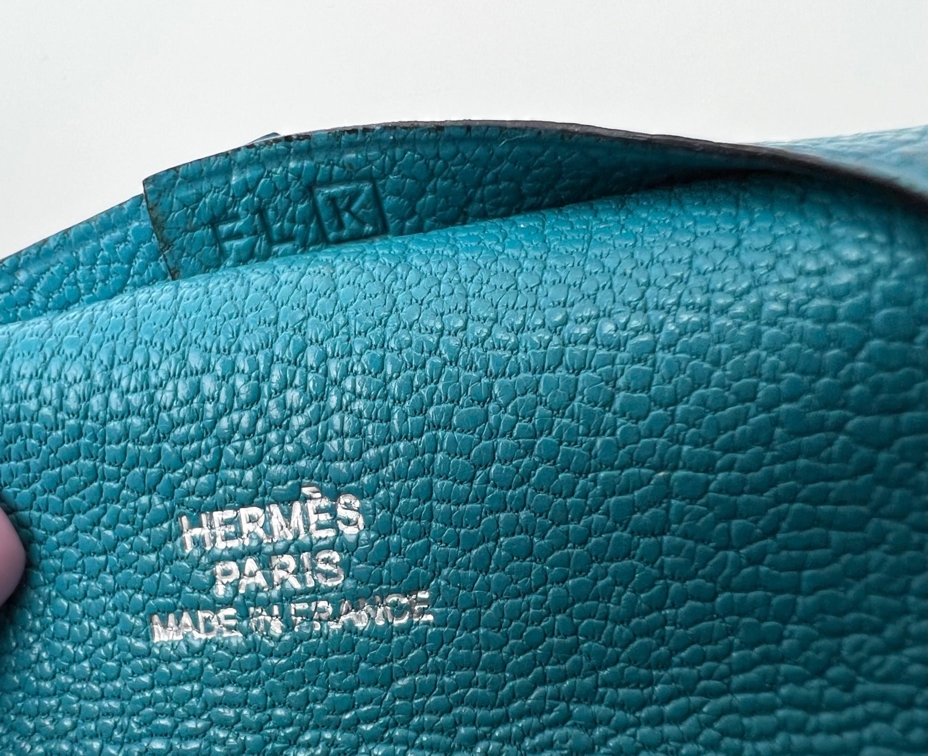 Hermès Chevre Mysore Bastia Verso Teal Blue Coin Purse W/Added Chain Preowned - 6