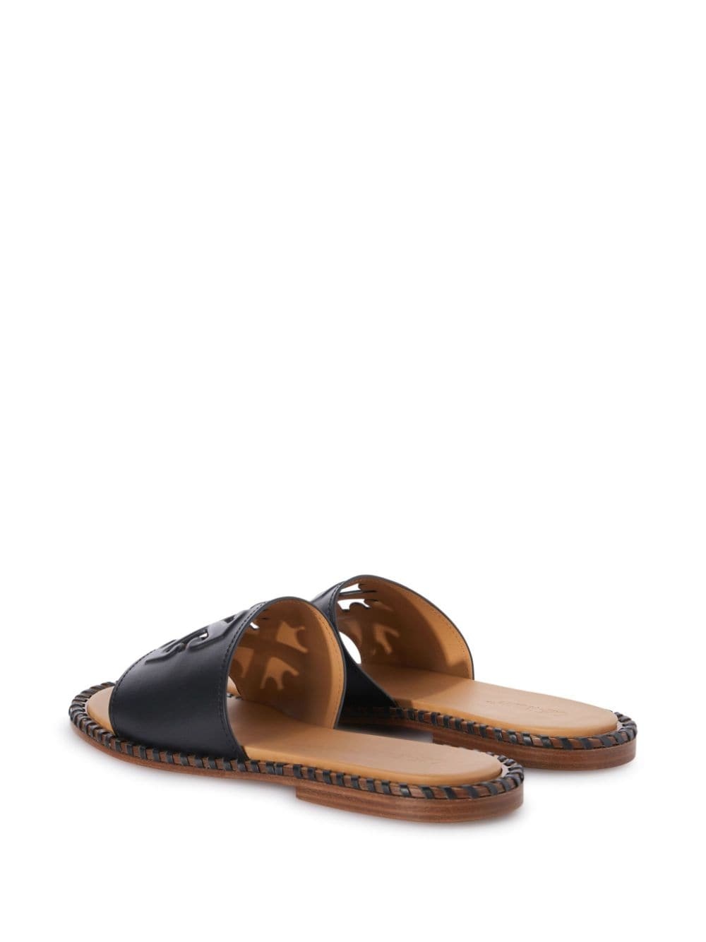 Twist Arrow-embossed leather slides - 3
