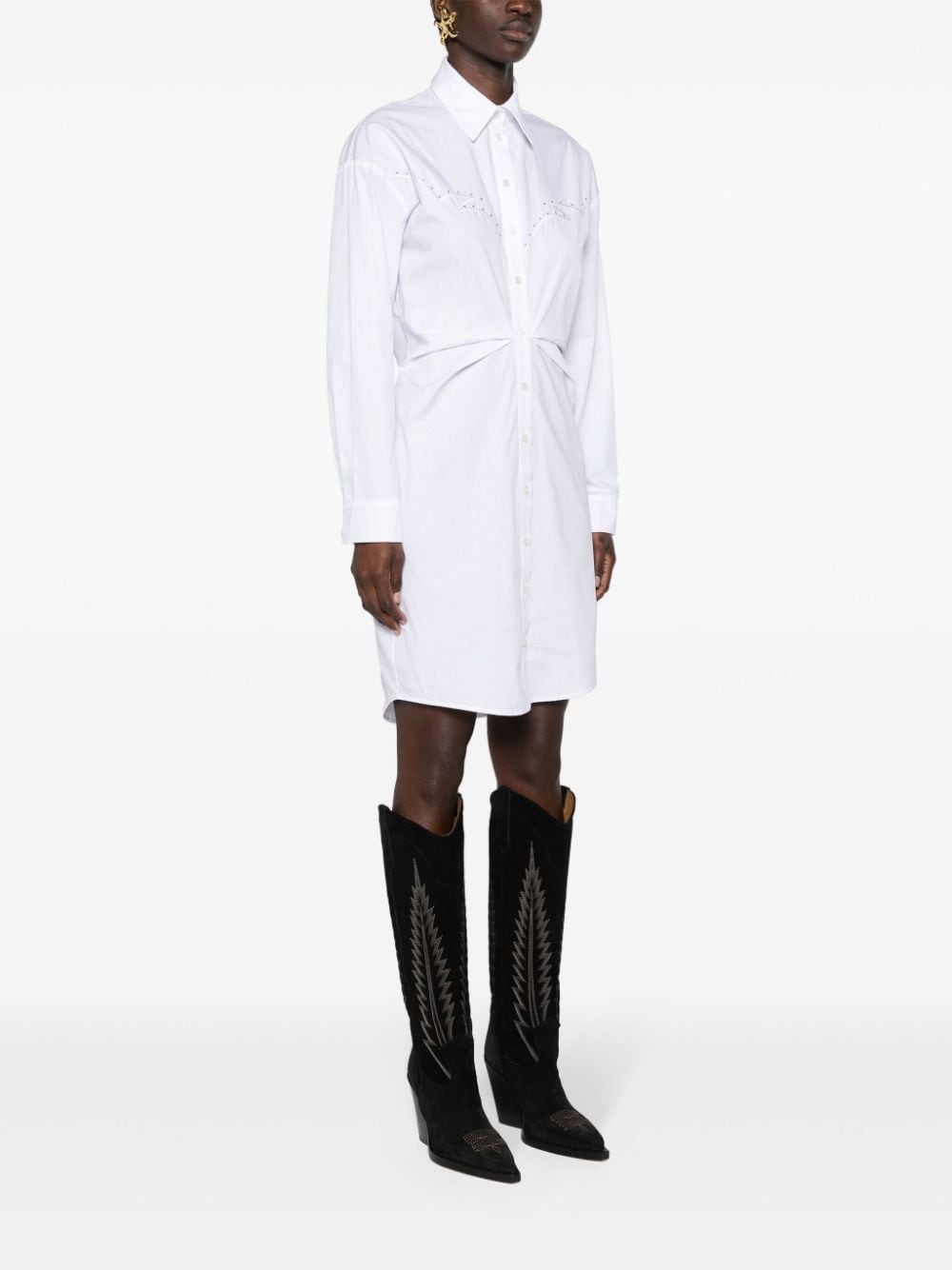 eyelet-detail cotton shirtdress - 3