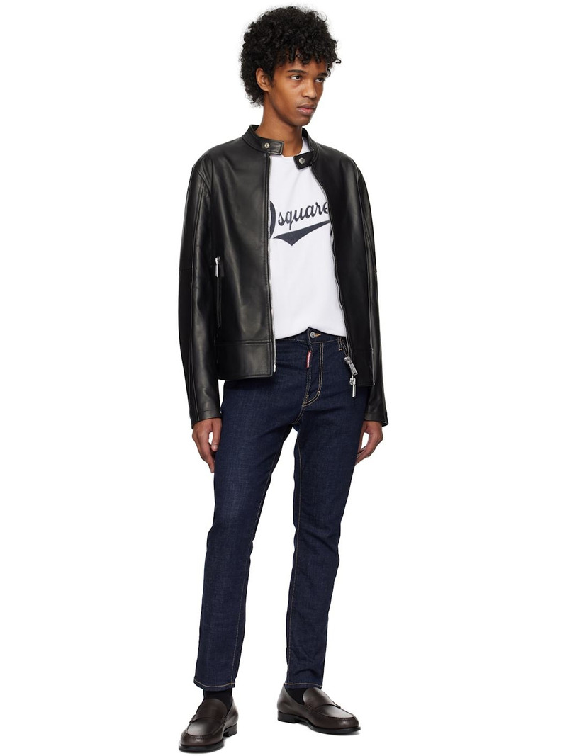 DSQUARED2 Black Biker Leather Jacket outlook