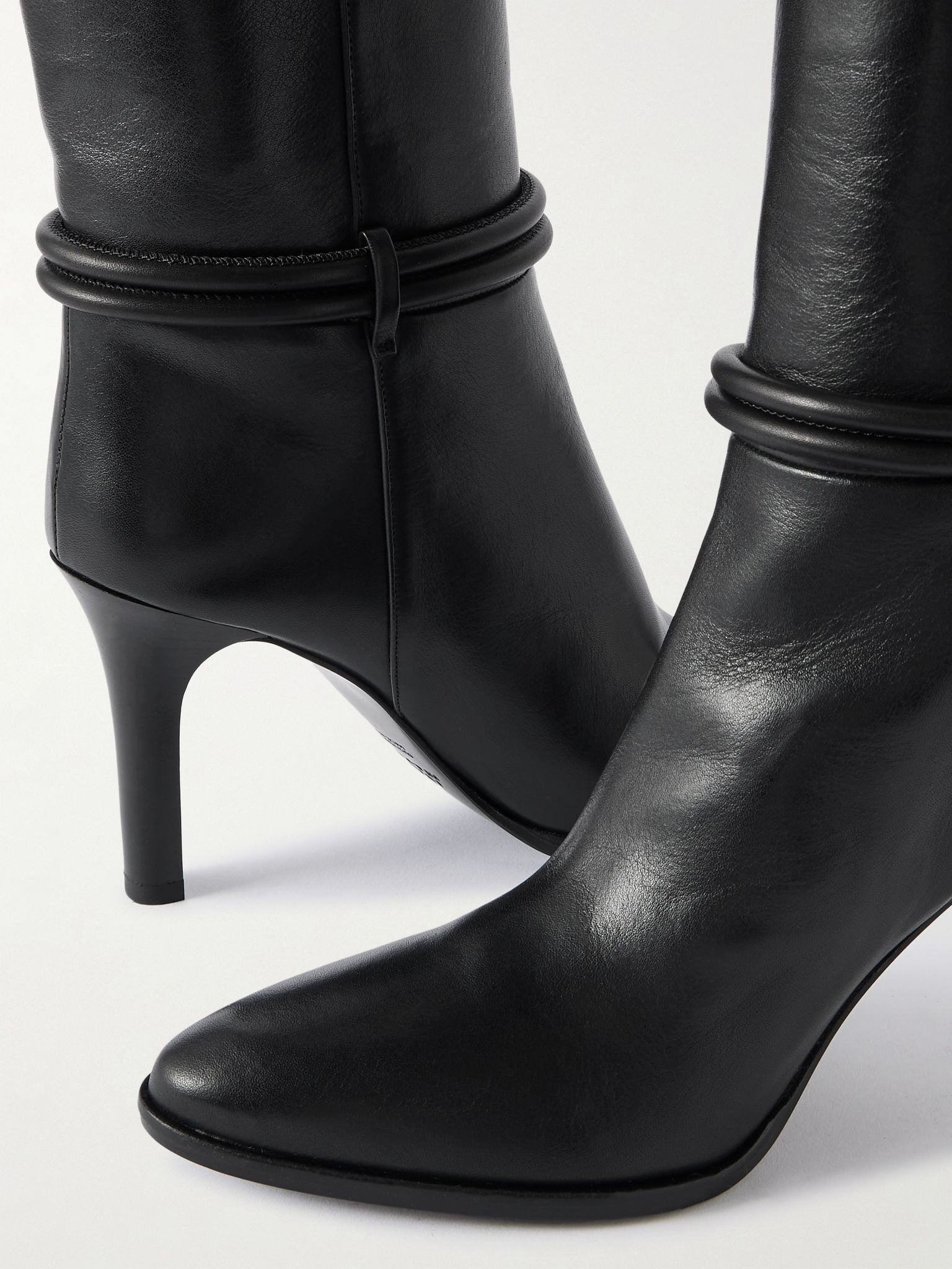 Ieva embellished leather knee boots Black - 4