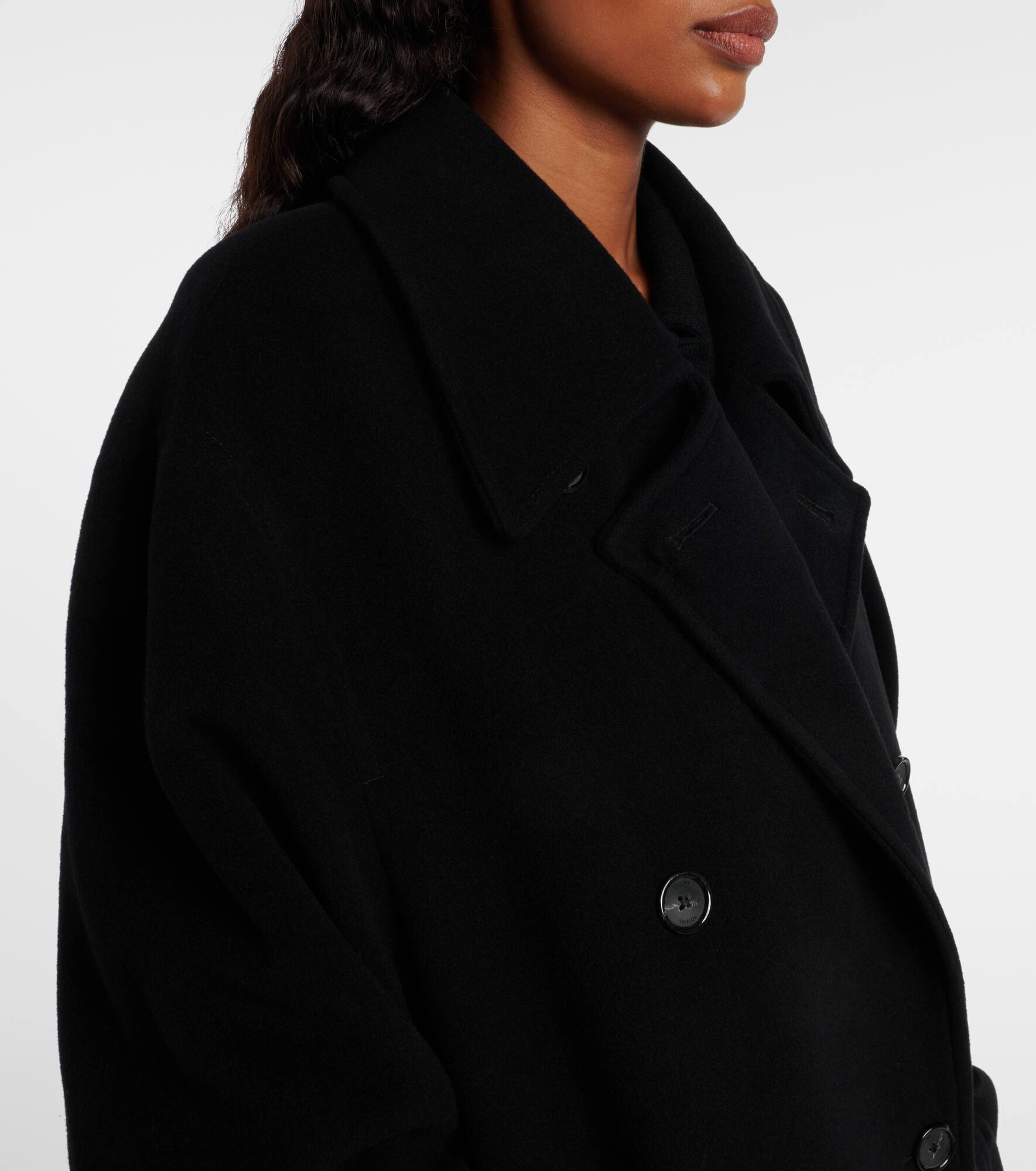 Double-breasted wool-blend coat - 4