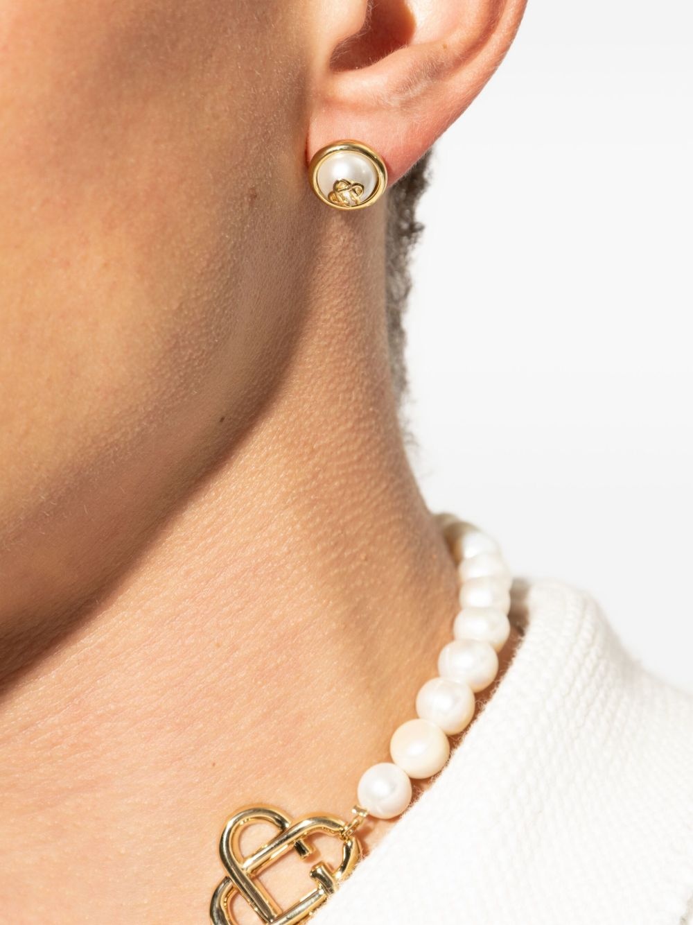 pearl logo earrings - 2