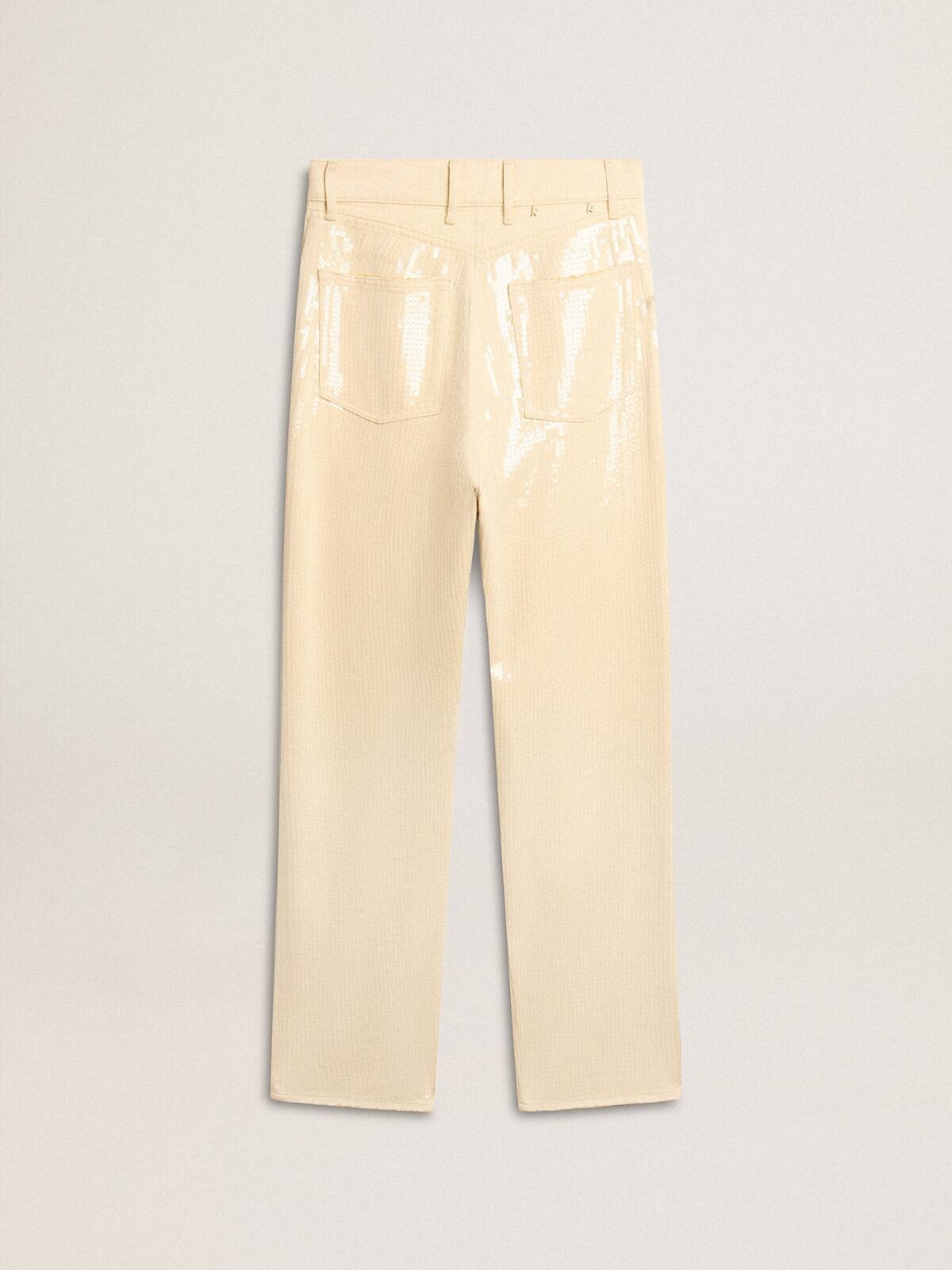 Ecru pants with transparent all-over sequins - 7