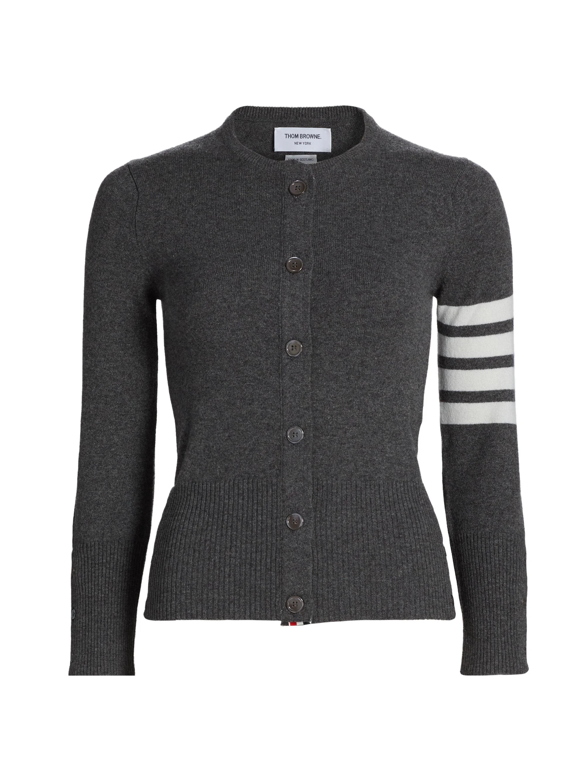 Women's Classic 4-Bar Crewneck Cardigan - Med Grey - 1