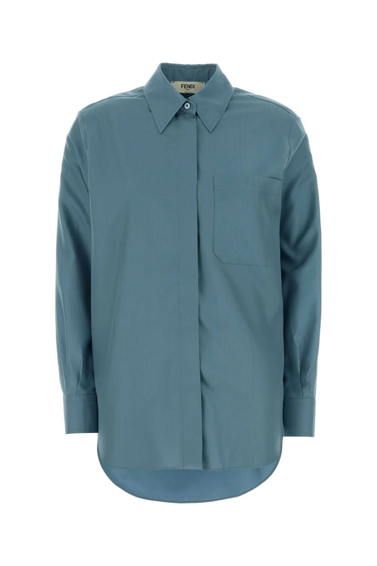 Fendi Women Air Force Blue Silk Shirt - 1