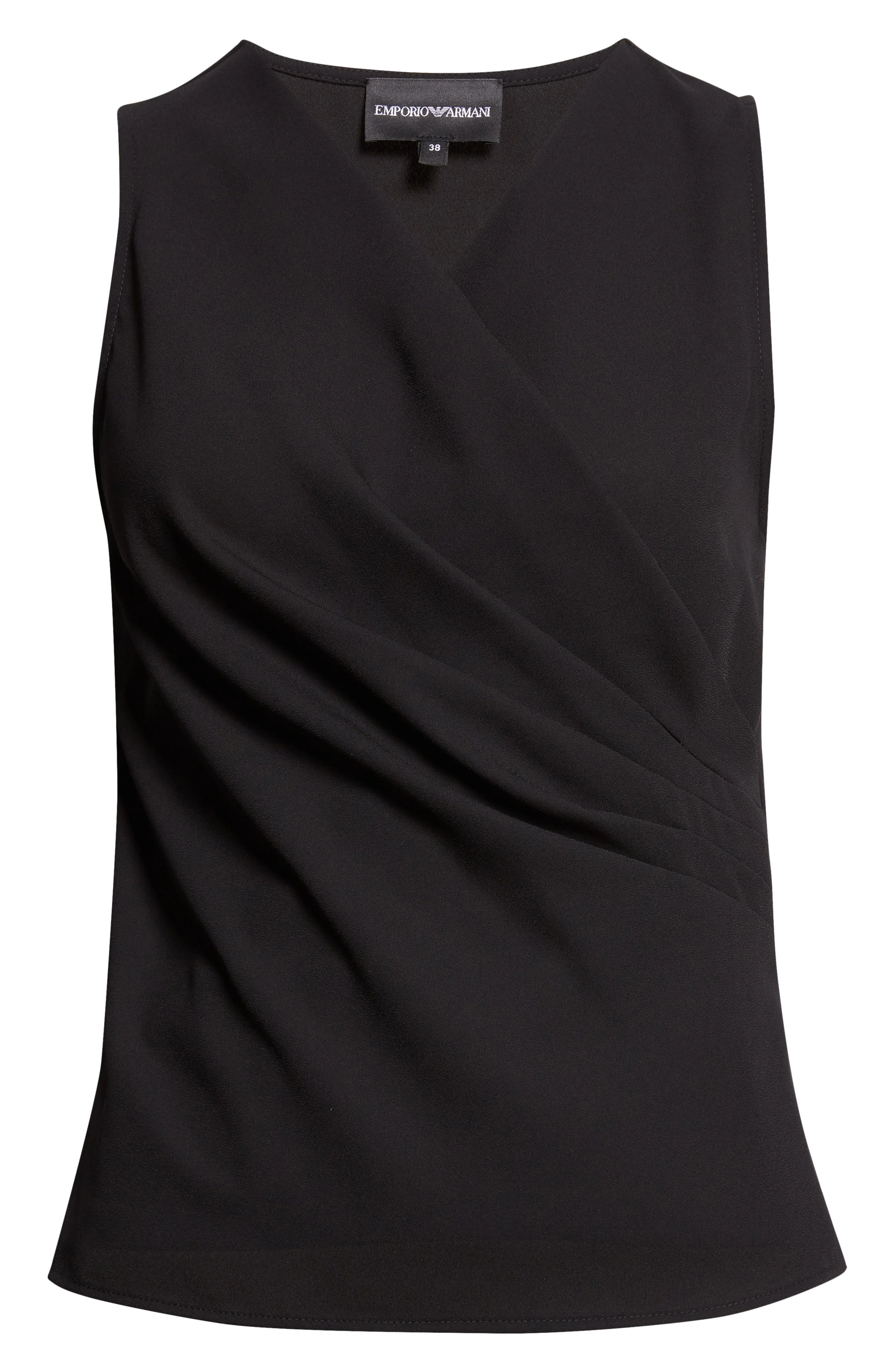 Emporio Armani Faux Wrap Shell in Solid Black at Nordstrom - 1
