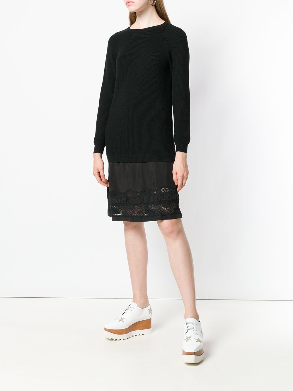 lace-panelled sweater dress - 2