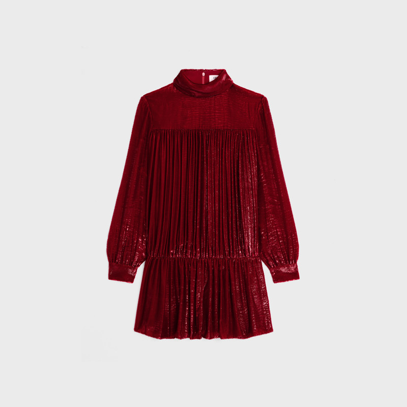gathered mini dress in flowing velvet lamé 1