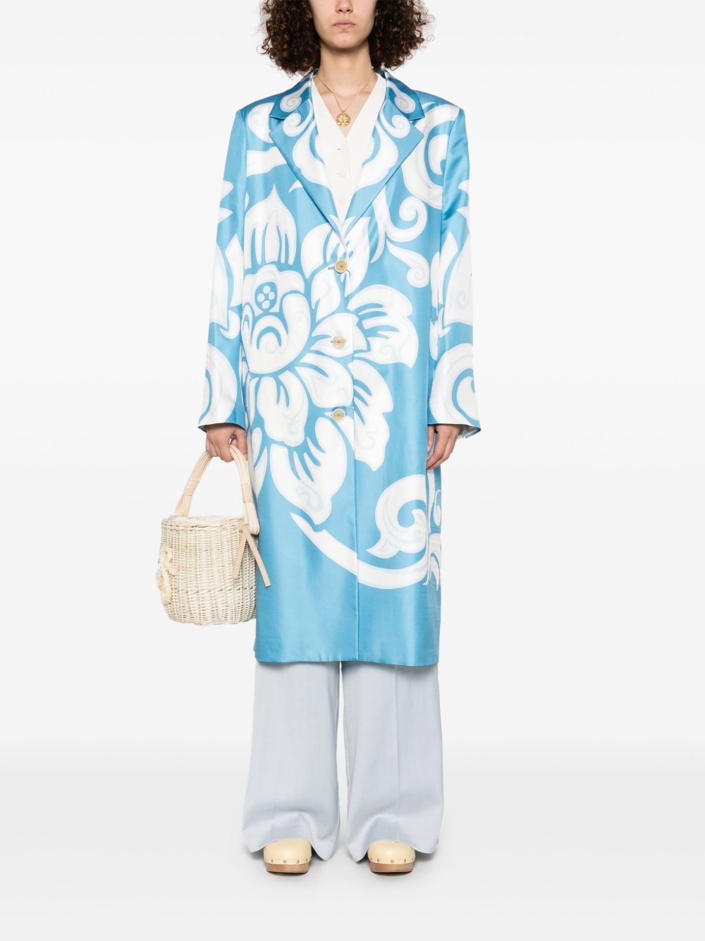 graphic-print silk coat - 2