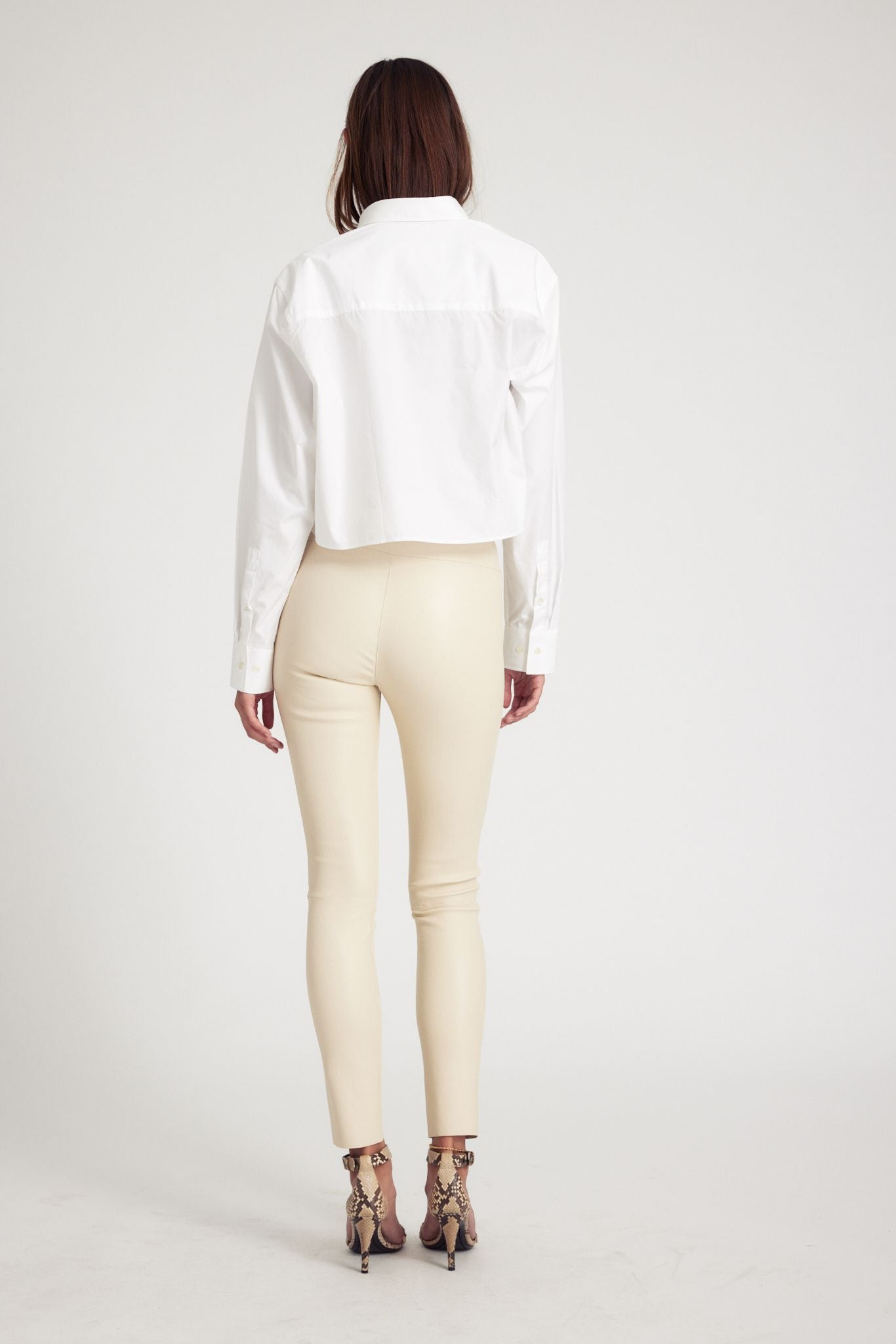 WHITE CROPPED BUTTON DOWN - 8
