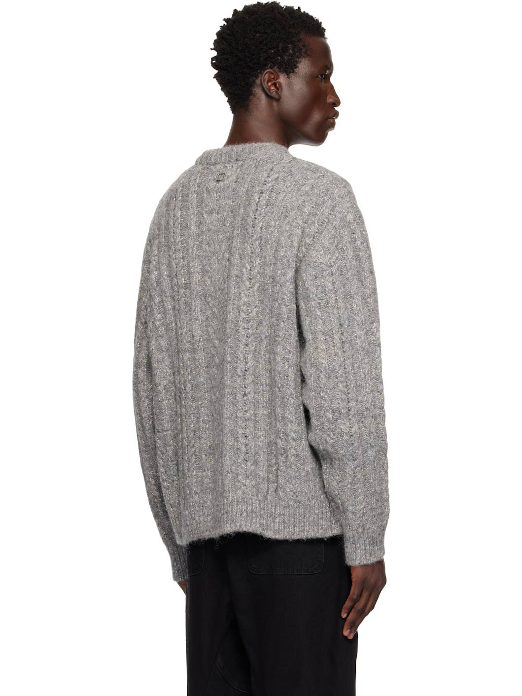 Gray Alpaca Blend Glitter Sweater - 3