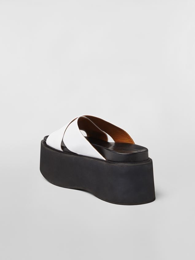CRISS-CROSS WEDGE IN WHITE CALF LEATHER - 3