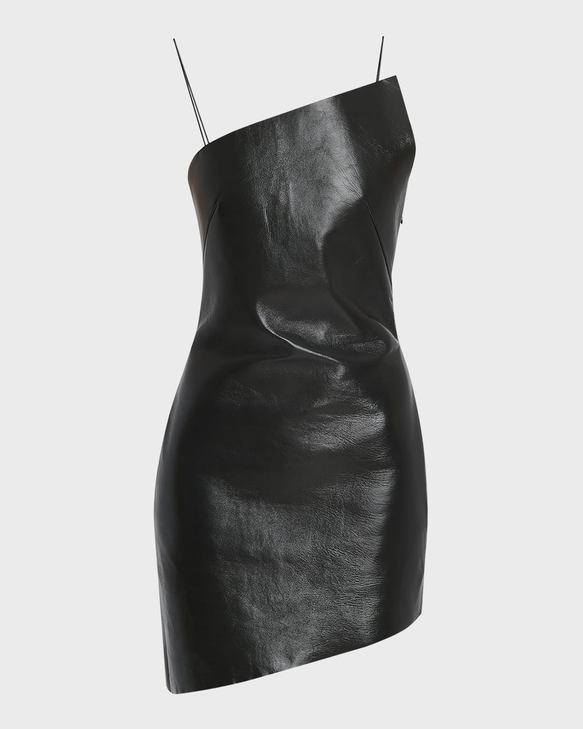 Asymmetric Mini Leather Dress - 1