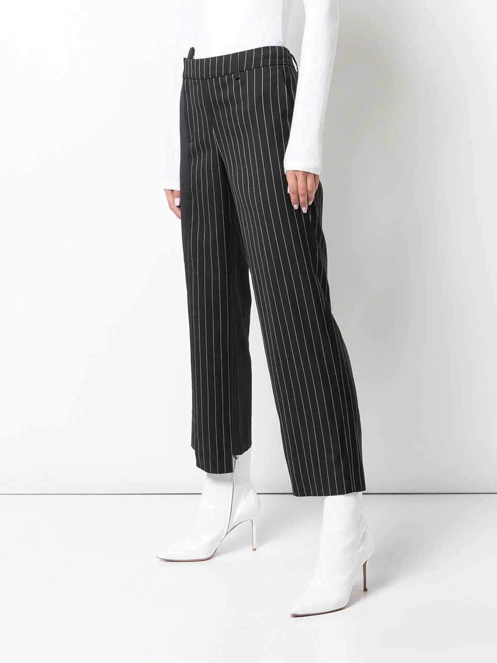 two-tone pinstripe cropped trousers - 3