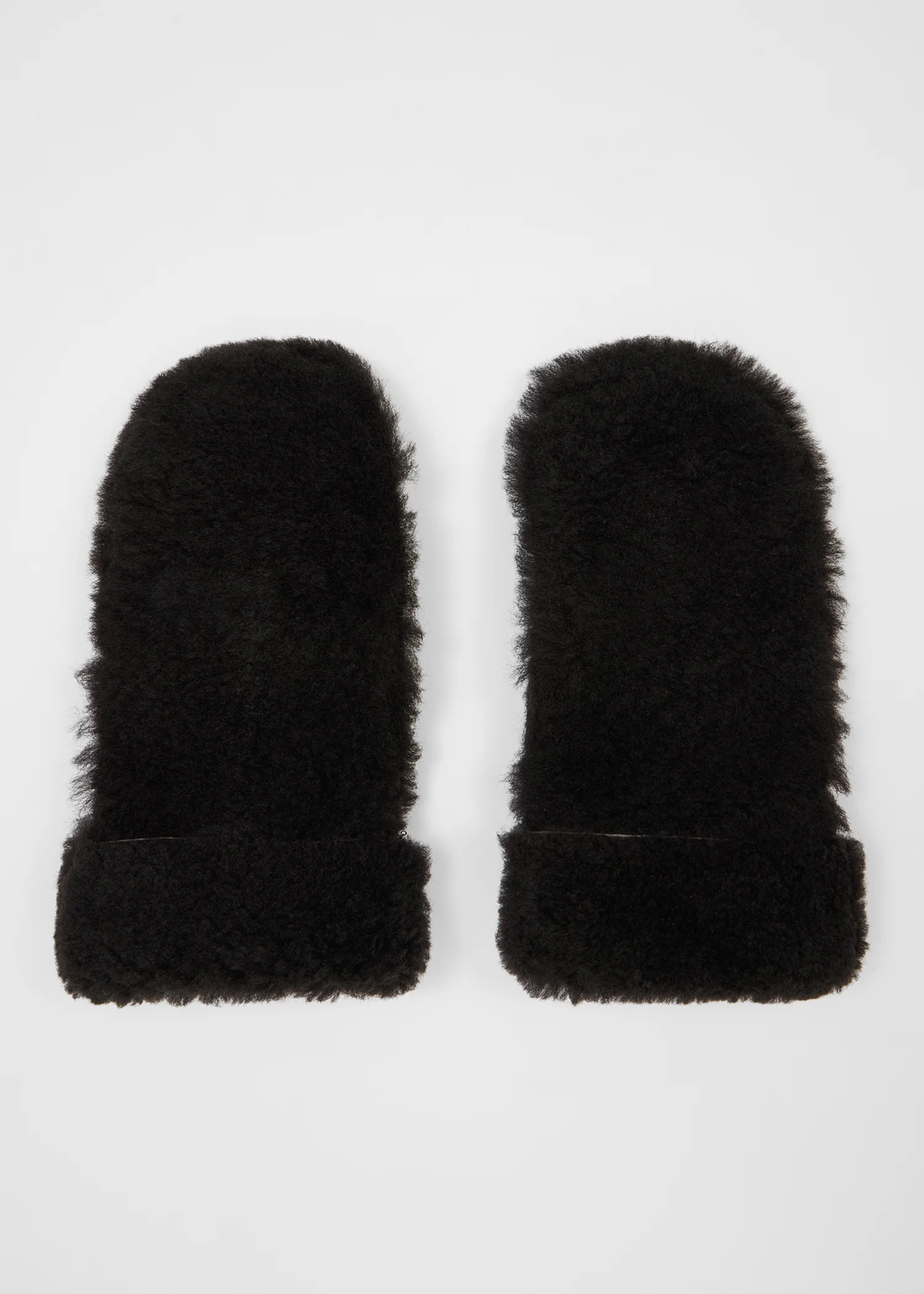 Women's Dark Brown Leather Shearling Mittens - 1