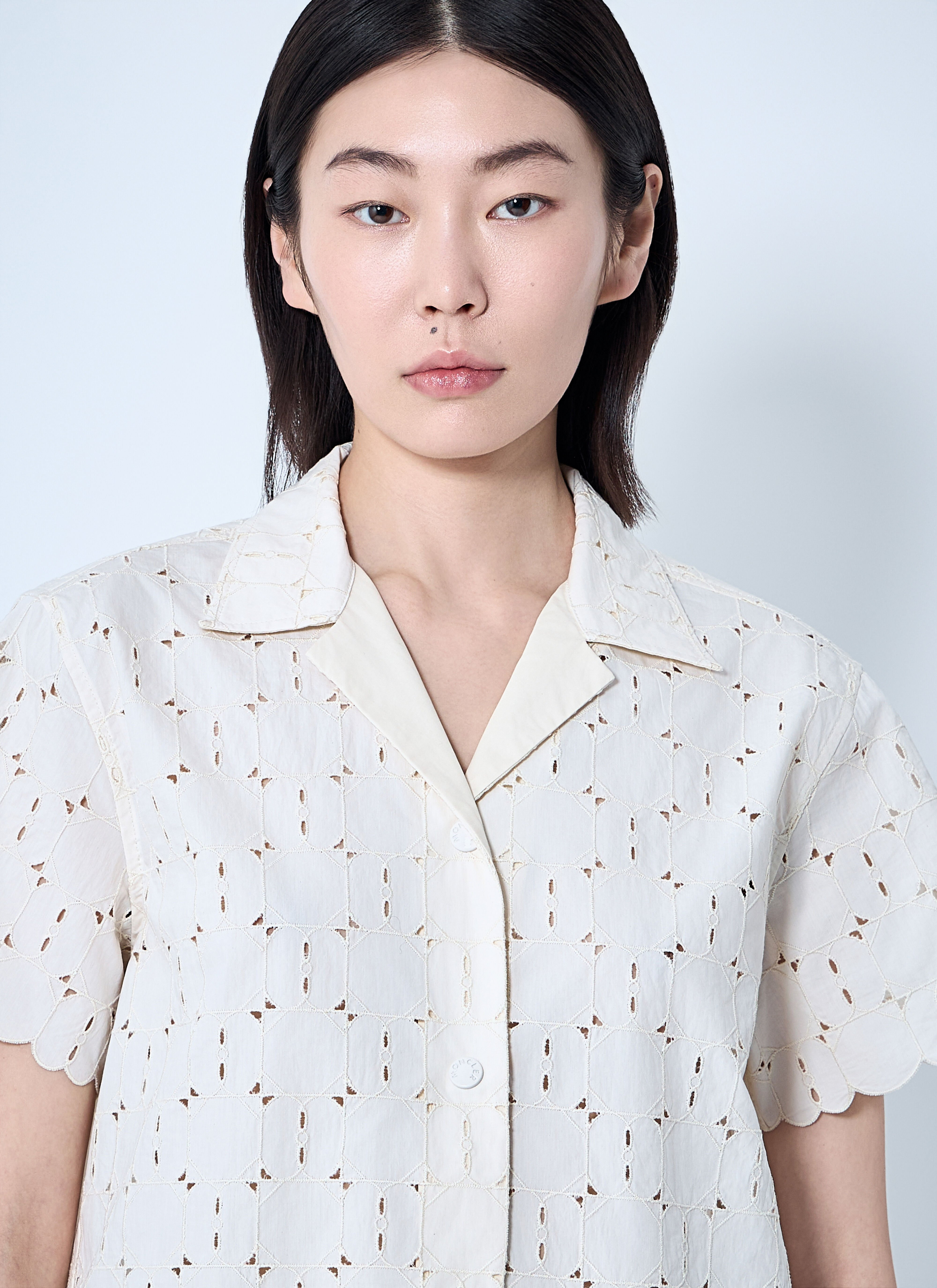 Lace Button-Down Shirt - 5