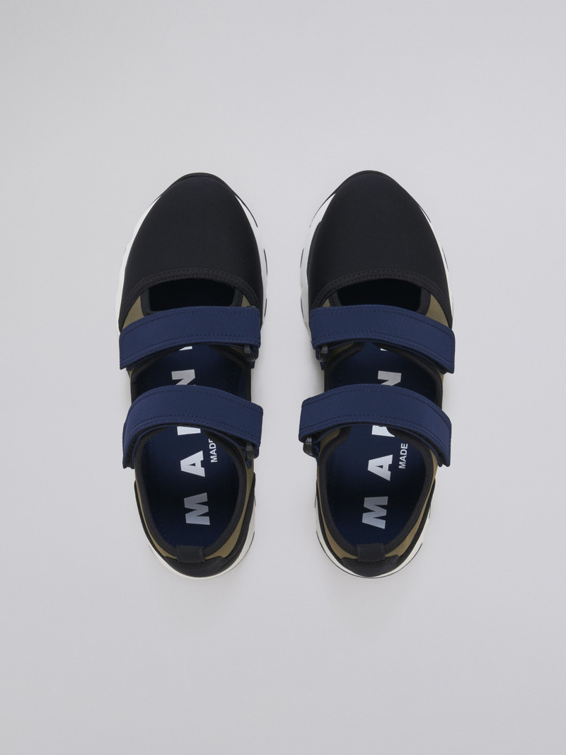 BLACK GREEN AND BLUE TECHNICAL FABRIC SNEAKER WITH HOOK AND LOOP FASTENERS 4