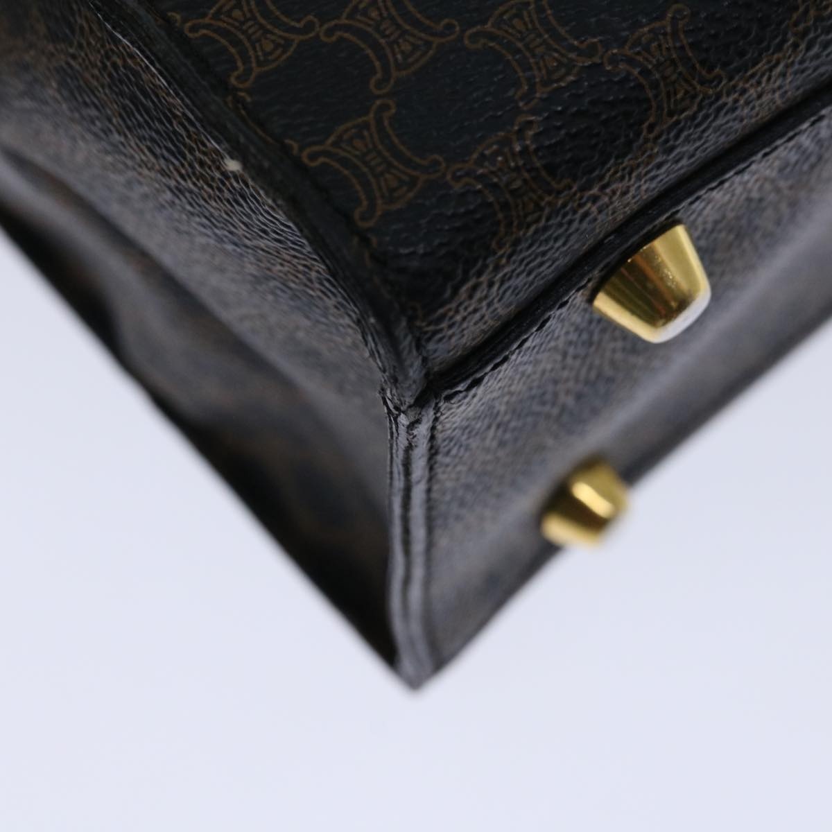 CELINE Macadam Canvas Hand Bag Pvc Brown Black - 16