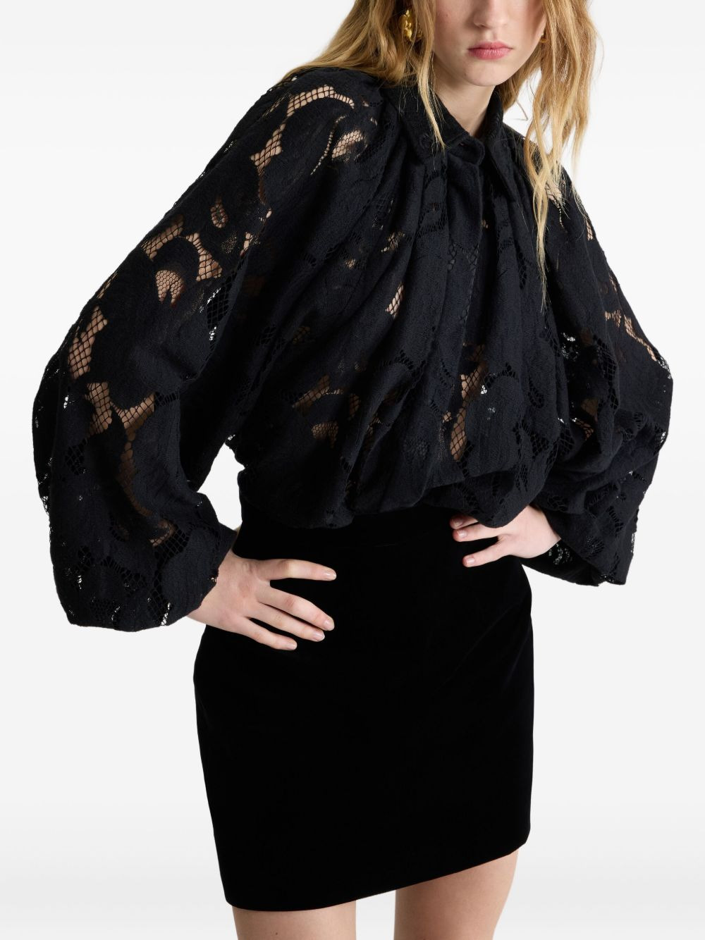 balloon-sleeve lace blouse - 4