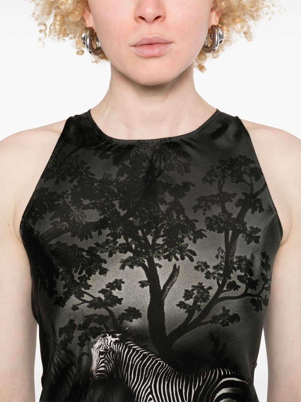smoke night-print mini dress - 5