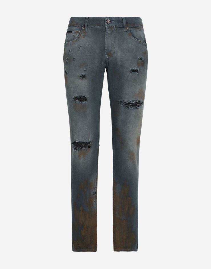 Overdyed stretch denim skinny jeans - 1