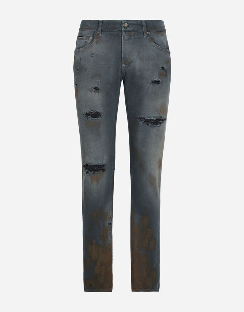 Overdyed stretch denim skinny jeans 1