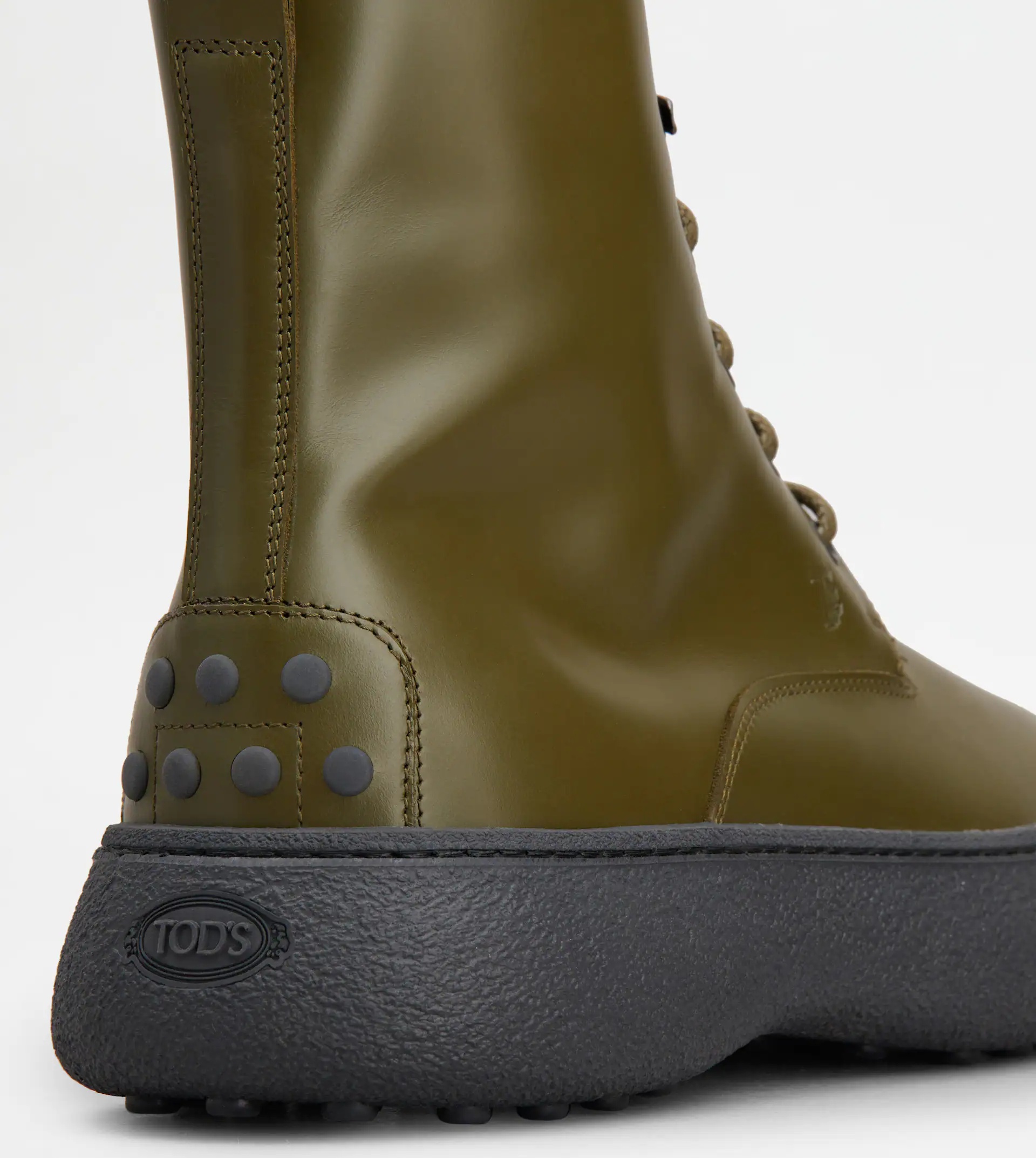 TOD'S W. G. LACE-UP ANKLE BOOTS IN LEATHER - GREEN - 6