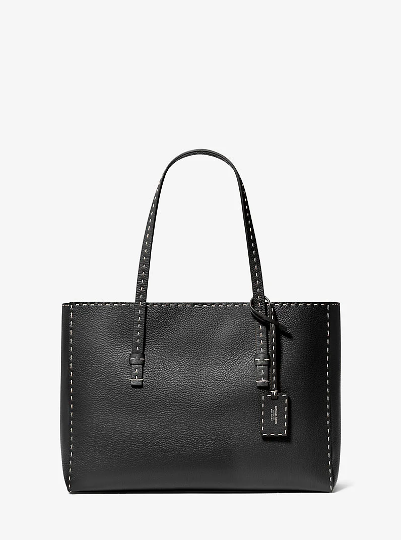 Sharon Hand-Stitched Pebbled Leather Tote Bag - 1