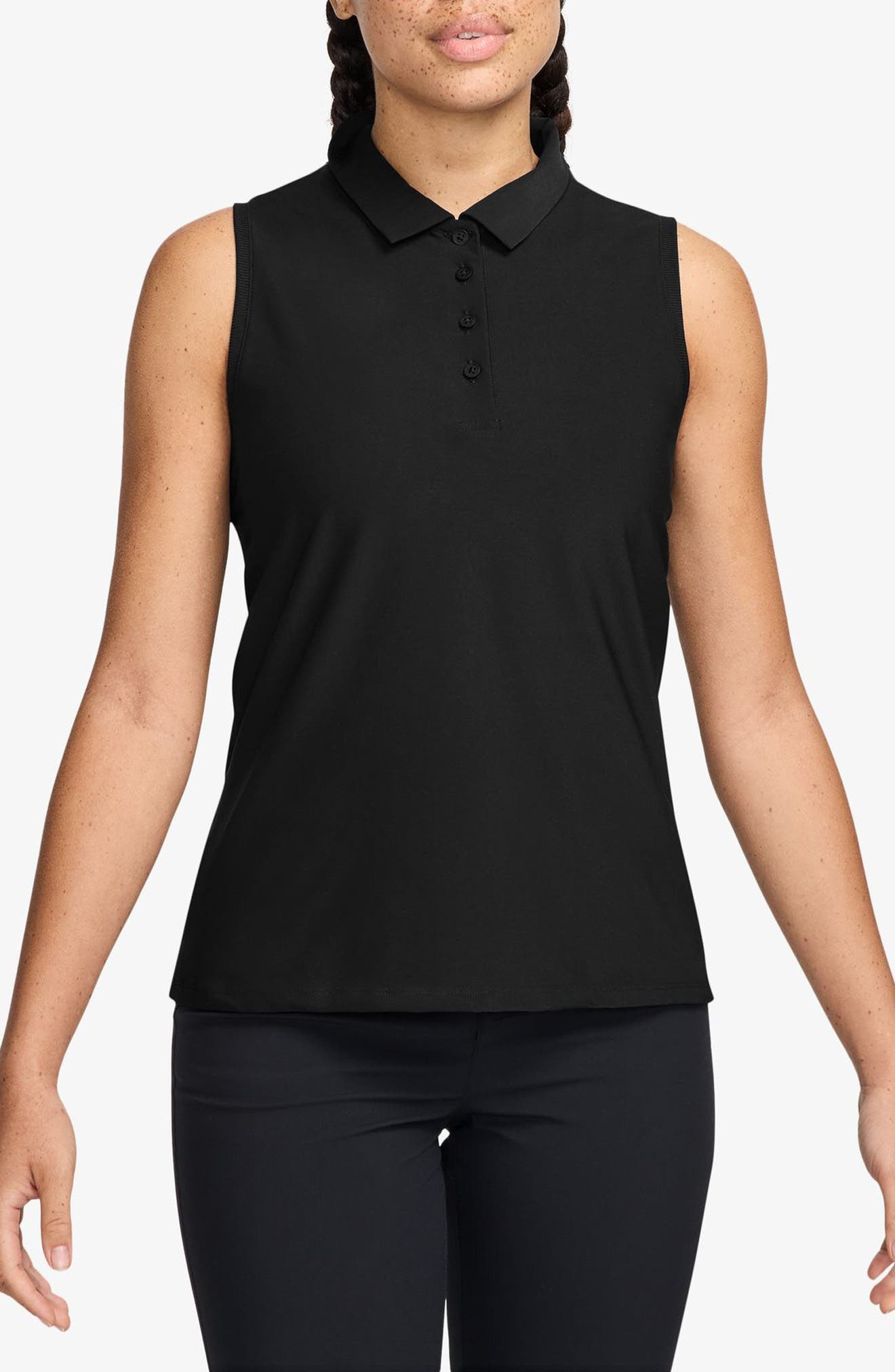 Nike Victory Dri-FIT Sleeveless Polo in 010 Black/white at Nordstrom - 1