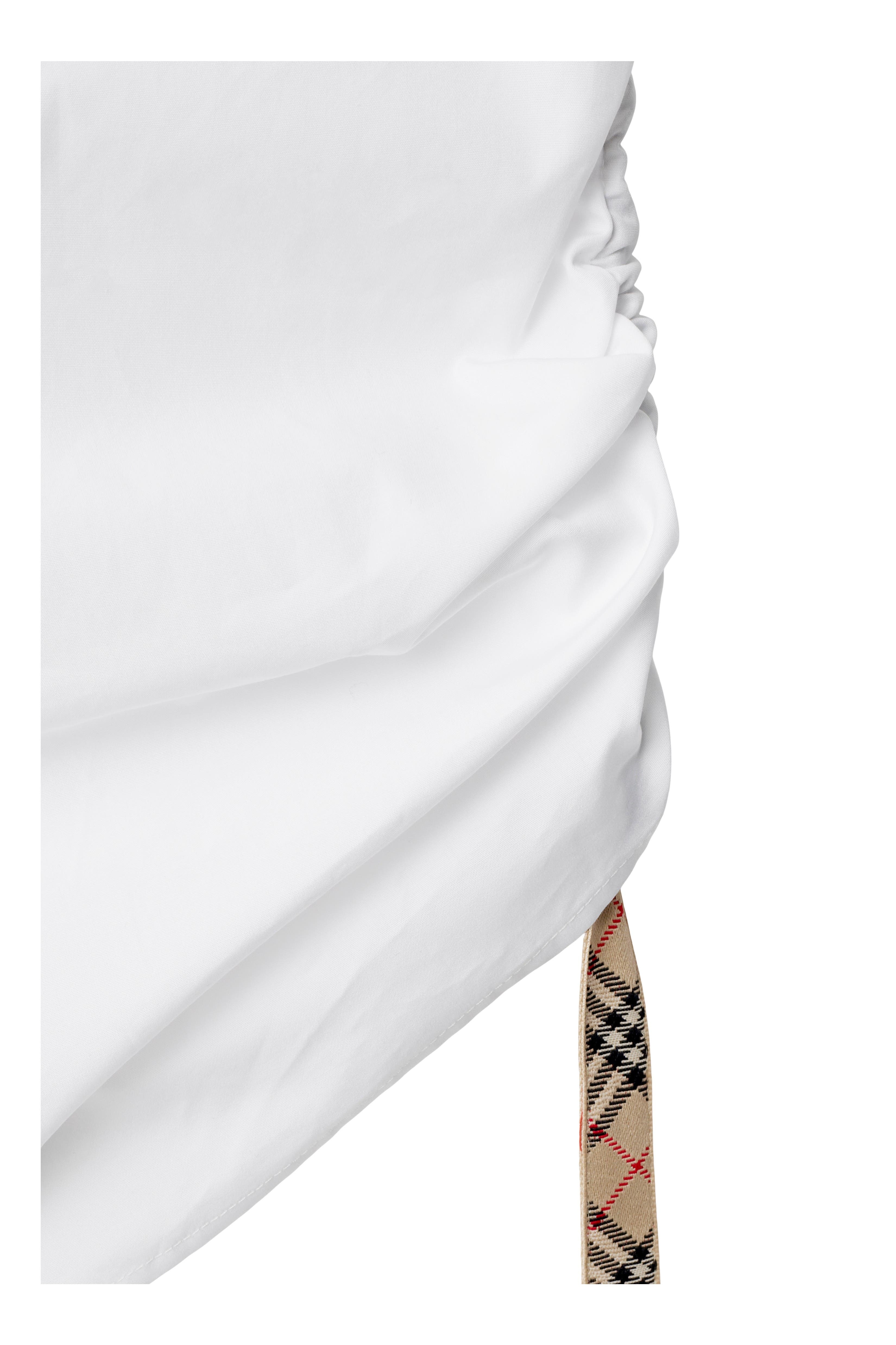 burberry Check Trim Cotton Shirt in Optic White at Nordstrom - 7
