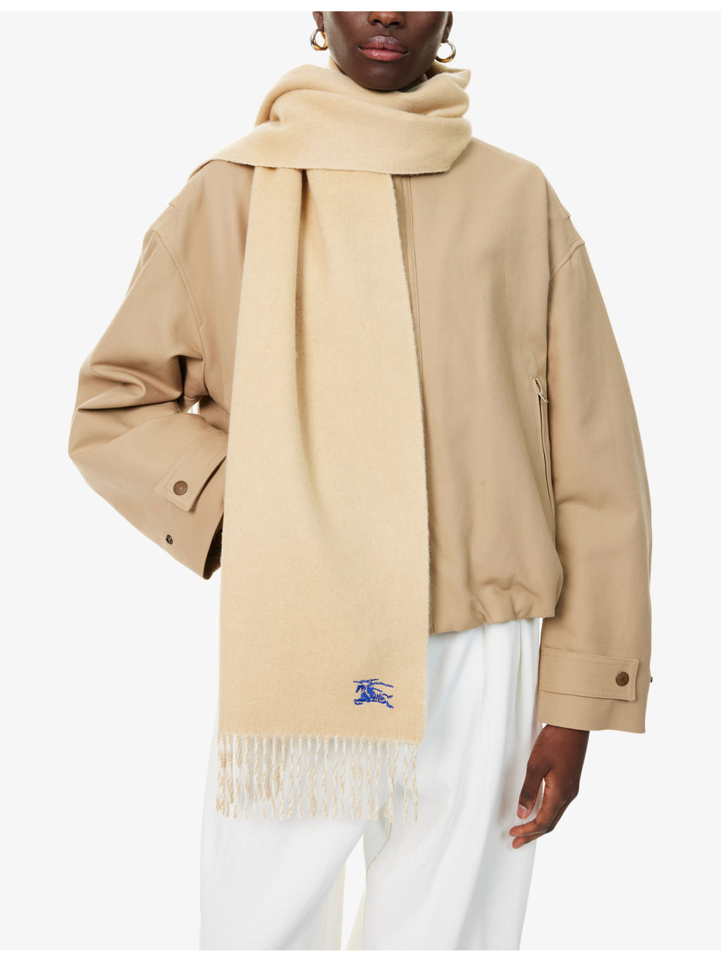 Reversible Logo-Embroidered Cashmere Scarf - 2