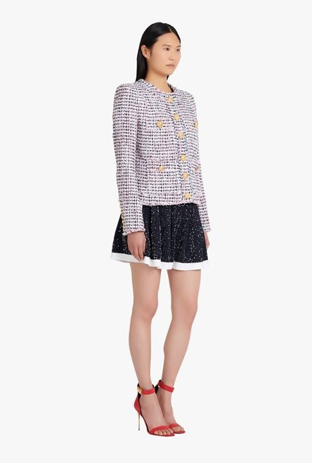 HIGH SUMMER CAPSULE - White, “gitane” blue and red tweed spencer jacket - 7