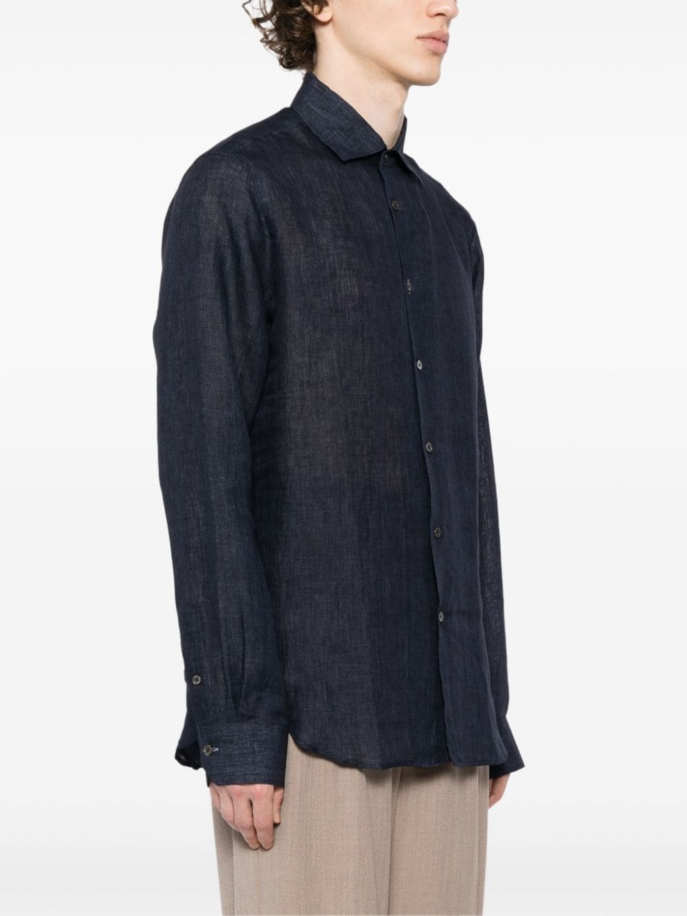 long-sleeve linen shirt - 3